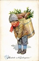 T2/T3 1924 'Herzliche Neujahrsgrüsse!' / New Year Greeting Card, Boy, B.K.W.I. 3191-2 S: K. Feiertag (fa) - Ohne Zuordnung