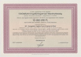 Budapest 2004. 'TÖRÖKBÁLINT-B Ingatlanforgalmazó Részvénytársaság' Névre Szóló, Száz Darab Részvénye összesen 10.000.000 - Unclassified