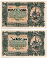 1920. 20K (2x) Sorszámok Közt Pont, Közeli Sorszámok T:I-,II - Ohne Zuordnung