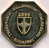 2000. 'Terézváros Millenniumi Emlékérme - Budapest' Aranyozott, Nyolcszögletű, Kétoldalas Emlékérem (39mm) T:1 - Non Classés