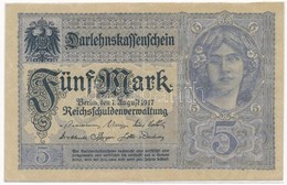 Német Birodalom 1917. 5M Lezárt Fóliában T:II-,III 
German Empire 1917. 5 Mark In Enclosed Foil C:VF,F 
Krause 56 - Unclassified