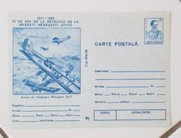 ROUMANIE Avions, Avion, Plane, ENTIER POSTAL Neuf De 1992. 75 Eme Anniversaire De La Bataille De MARASTI. NIEUPORT 1917 - Airplanes