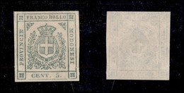 ANTICHI STATI ITALIANI - Modena - 1859 - 5 Cent (12) - Senza Gomma - Molto Bello (600) - Sonstige & Ohne Zuordnung