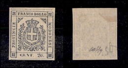 ANTICHI STATI ITALIANI - Modena - 1859 - 20 Cent (15) Gomma Originale - Emilio Diena + Colla (5.000) - Andere & Zonder Classificatie