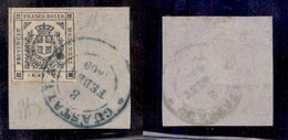 ANTICHI STATI ITALIANI - Modena - Guastalla 8 Febbr.1860 (azzurro - P.ti 10) - 20 Cent (15) Usato Su Frammento - Cert. D - Andere & Zonder Classificatie