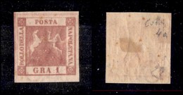 ANTICHI STATI ITALIANI - Napoli - 1858 - 1 Grano (4a - Carminio) - Gomma Originale - Diena + Colla (2.000) - Altri & Non Classificati