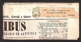 ANTICHI STATI ITALIANI - Napoli - Mezzo Tornese (17) Isolato Su Giornale Omnibus Del 11.9.62 Da Napoli Per Paternò - Fri - Autres & Non Classés