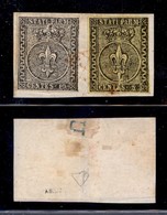 ANTICHI STATI ITALIANI - Parma - 1852 - 10 Cent (2) + 5 Cent (1) Su Frammento Annullato Con Griglietta In Rosso - Diena - Otros & Sin Clasificación