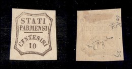 ANTICHI STATI ITALIANI - Parma - 1859 - 10 Cent (14a - Bruno Grigio) - Gomma Originale - Raybaudi - Autres & Non Classés