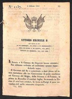 ANTICHI STATI ITALIANI - Sardegna - 1851 (8 Febbraio) - Decreto Di Autorizzazione E Esecuzione Delle Convenzioni Di Post - Sonstige & Ohne Zuordnung