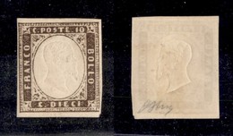 ANTICHI STATI ITALIANI - Sardegna - 1858 - 10 Cent (14) - Gomma Originale - Oliva (2.200) - Altri & Non Classificati