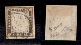 ANTICHI STATI ITALIANI - Sardegna - 1858 - 10 Cent (14) Usato - Oliva + Diena (700) - Altri & Non Classificati