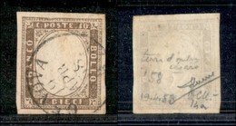 ANTICHI STATI ITALIANI - Sardegna - 1858 - 10 Cent (14a - Terra D'ombra Chiaro) Usato A Genova - Sorani (850) - Sonstige & Ohne Zuordnung