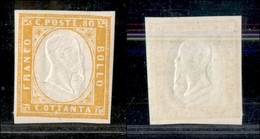 ANTICHI STATI ITALIANI - Sardegna - 1862 - Tripla Effigie - 80 Cent (17Da) - Gomma Originale - Cert. AG - Altri & Non Classificati