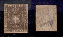 ANTICHI STATI ITALIANI - Toscana - 1860 - 10 Cent (19) - Gomma Originale - Corto A Sinistra E Stretto In Alto (8.000) - Other & Unclassified