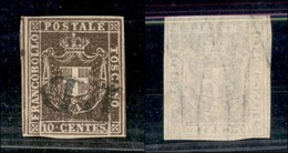 ANTICHI STATI ITALIANI - Toscana - 1860 - 10 Cent (19) Usato - Parte Di 2 Vicini Ai Lati - Cert. AG - Otros & Sin Clasificación
