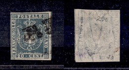 ANTICHI STATI ITALIANI - Toscana - 1860 - 20 Cent (20f) Usato - Bordo Foglio A Destra Con Riga Di Colore - Other & Unclassified