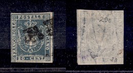 ANTICHI STATI ITALIANI - Toscana - 1860 - 20 Cent (20f) Usato - Bordo Foglio A Destra Con Riga Di Colore - Sonstige & Ohne Zuordnung