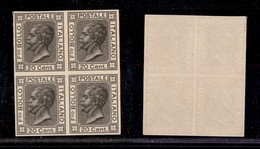 REGNO - 1867 - Prove - 20 Cent (26 - Prova In Nero) In Quartina Non Dentellata - Nuova Senza Gomma - Autres & Non Classés