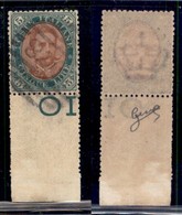 REGNO - 1889 - 5 Lire (49) Bordo Foglio - Usato - Molto Bello - Biondi + Cert AG (2500+) - Autres & Non Classés
