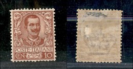 REGNO - 1901 - 10 Cent Floreale (71) - Gomma Originale Con Piccoli Residui Di Carta A Stampa - Ottima Centratura (800) - Other & Unclassified