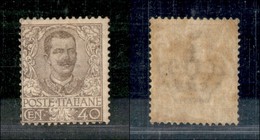 REGNO - 1901 - 40 Cent Floreale (74) - Gomma Integra (bruna) - Cert. AG (3.000) - Altri & Non Classificati