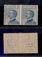 REGNO - 1908 - 25 Cent Michetti (83 L) - Coppia Non Dentellata Al Centro - Gomma Integra (1.950) - Other & Unclassified