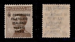 REGNO - 1922 - 40 Cent Congresso Filatelico (126) - Gomma Integra - Ben Centrato - Oliva + Fiecchi + Raybaudi - Other & Unclassified