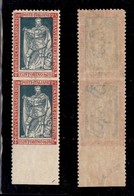 REGNO - 1928 - Coppia Verticale Del 25 Cent Filiberto (227o) Non Dentellata Al Centro E In Basso - Gomma Integra (1.275) - Otros & Sin Clasificación