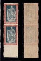 REGNO - 1928 - Coppia Verticale Del 25 Cent Filiberto (227o) Non Dentellata Al Centro E In Basso - Gomma Integra (1.275) - Autres & Non Classés