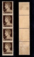 REGNO - 1929 - 10 Cent Imperiale (245e) - Striscia Verticale Di Quattro Su Carta Ricongiunta - Gomma Integra (4.400) - Autres & Non Classés