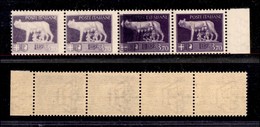 REGNO - 1929 - 3,70 Lire Imperiale (256Ab Coppia+256Aaa+256) - Striscia Di Quattro Bordo Foglio - Due Pezzi Con Stampa E - Autres & Non Classés