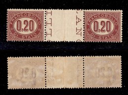 REGNO - 1875 - 20 Cent (3) - Coppia Con Interspazio Al Centro - Gomma Integra (750) - Other & Unclassified