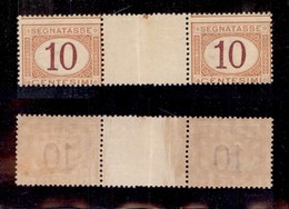 REGNO - 1890 - 10 Cent (21) - Coppia Orizzontale Con Interspazio Al Centro - Gomma Integra (1.650) - Autres & Non Classés