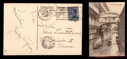 REGNO - 25 Cent Reinach (7) Con Vignetta Strappata - Cartolina Da Venezia A Milano Del 17.1.25 - Autres & Non Classés