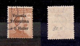 OCCUPAZIONI I GUERRA MONDIALE - Trentino-Alto Adige - 1918 - 20 Heller Su 20 Cent (30e) Usato- 2 A Mano - Cert AG (550) - Other & Unclassified