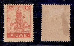 OCCUPAZIONI I GUERRA MONDIALE - Fiume - 1919 - 10 Cent (35/I-carta A) Dentellato 10 1/2 - Gomma Originale (3.250) - Andere & Zonder Classificatie