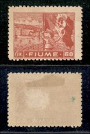 OCCUPAZIONI I GUERRA MONDIALE - Fiume - 1919 - 60 Cent Vedute (C43 - Rosa) - Gomma Originale - Non Catalogato - Autres & Non Classés