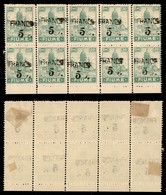 OCCUPAZIONI I GUERRA MONDIALE - Fiume - 1919 - Franco 5 Su 20 Cent (C75 - Varietà) - Blocco Di 10 Con Soprastampe Disall - Autres & Non Classés