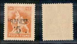 OCCUPAZIONI I GUERRA MONDIALE - Fiume - 1919 - RANCO 5 Su 45 Cent (D79 Vac) - Senza 1 Con F Parziale - Gomma Integra (24 - Autres & Non Classés