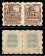 OCCUPAZIONI I GUERRA MONDIALE - Fiume - 1920 - 5 Su 5 Corone (110 Varietà + 110) - Coppia Orizzontale - Cifra Sottile A  - Autres & Non Classés