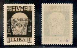 OCCUPAZIONI I GUERRA MONDIALE - Fiume - 1921 - 1 Lira Governo Provvisorio (158) - Gomma Originale (250) - Autres & Non Classés