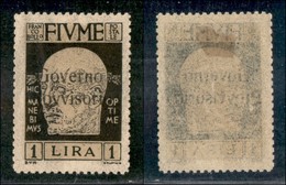 OCCUPAZIONI I GUERRA MONDIALE - Fiume - 1921 - 1 Lira Governo Provvisorio (158 Zb) - Ov Vicine - Senza Gomma (1200) - Other & Unclassified