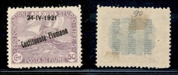 OCCUPAZIONI I GUERRA MONDIALE - Fiume - 1921 - 80 Cent Costituente (170 Nc) - A In Alto - Gomma Originale (300) - Autres & Non Classés
