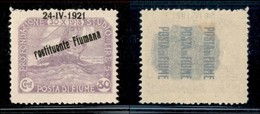 OCCUPAZIONI I GUERRA MONDIALE - Fiume - 1921 - 80 Cent Costituente (170 Varietà Ncc) - C In Basso E Rotta + A Spostata - - Autres & Non Classés