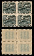 OCCUPAZIONI I GUERRA MONDIALE - Fiume - 1922 - 1 Lira Costituente (186 F Varietà) - Quartina Con Doppie Soprastampe + Da - Other & Unclassified