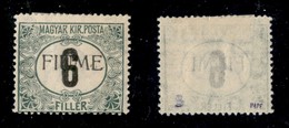 OCCUPAZIONI I GUERRA MONDIALE - Fiume - 1918 - 6 Filler (C1) - Gomma Originale - Timbrino Di Garanzia PAPE (700) - Other & Unclassified