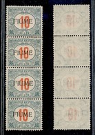 OCCUPAZIONI I GUERRA MONDIALE - Fiume - 1918 - 10 Filler (8) - Striscia Di 4 - Gomma Integra (1200) - Other & Unclassified