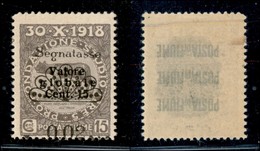 OCCUPAZIONI I GUERRA MONDIALE - Fiume - 1921 - 0.02 Su 15 Cent (25 Varietà) - Soprastampa In Basso (senza L - Primo Dell - Autres & Non Classés