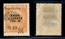 OCCUPAZIONI I GUERRA MONDIALE - Fiume - 1921 - 0.10 Su 20 Cent (29 Varietà T) - Senza L - Gomma Originale - Non Cataloga - Other & Unclassified